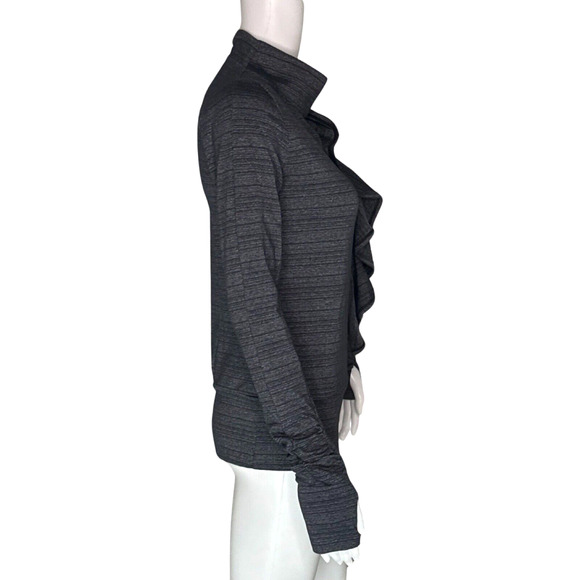 Anthropologie Pure & Good Jacket Womens XS Heather Gray Ruffle‎ Neutral Minimal - Picture 2 of 9